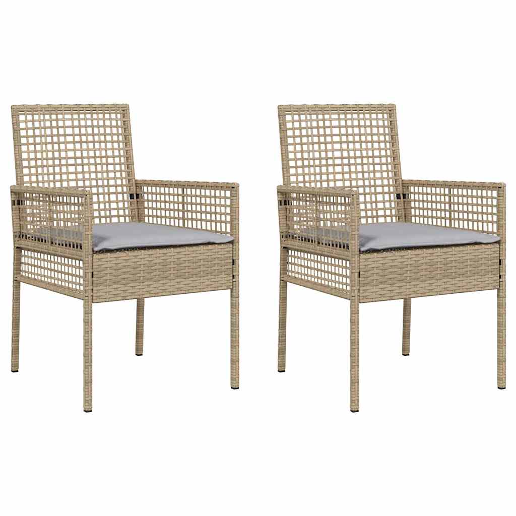 Garden Chair with Cushion 2 pcs Beige 55 x 53 x 85 cm Poly Rattan