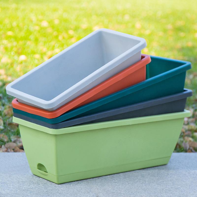 Kullanışlı Uzun Ömürlü Dikdörtgen Saksı Darbe Dayanımı Dikdörtgen Çiçek Kutusu Sebze Yetiştirme Saksısı Çok Amaçlı