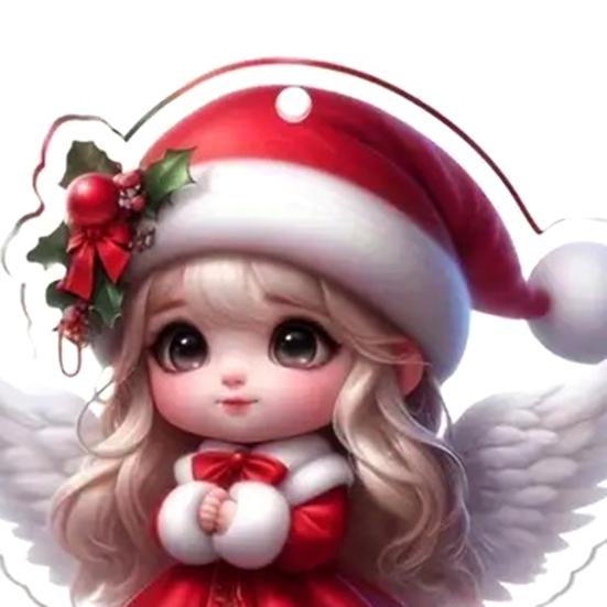 1/6Pcs Christmas Santa Hat Girl Hanging Decoration Holiday Party Winter Xmas Tree 2D Flat Acrylic Cartoon Angel Fairy Hanging Ornament
