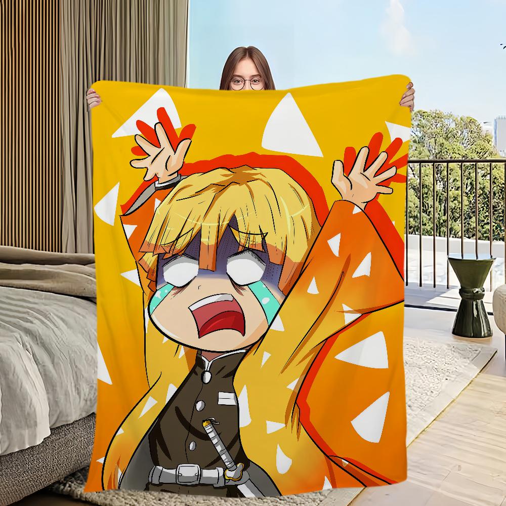 fanart anime cool chibi Z-Zenitsu A-Agatsuma Flannel warm soft plush blanket for sofa living room hogar bedroom travel gift home