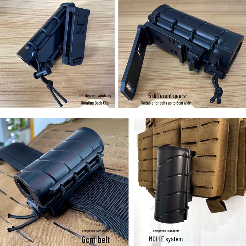 MOLLE-Compatible 360° Rotating Quick Draw Sheath for Baton, Tactical Flashlight, and Spray – Rubber Band Style