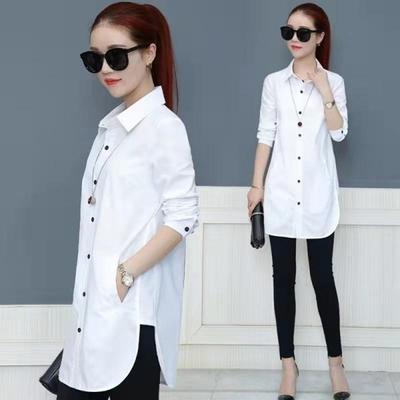 Camicia da Donna Monocolore Manica Lunga Monopetto Collo a Revers Ampia Streetwear Primavera Estate OL Camicia Base Blusa