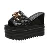 Fashion Women's Ultra High Slippers 2024 Summer New Fashion Thick Base Metal Decoration Women Wedding Banquet Party Luxurious Sandale