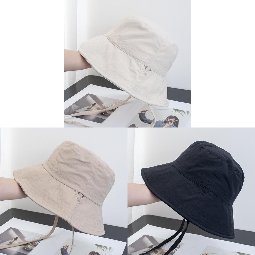 Summer Mesh Drawstring Fisherman Hat With Sun Protection For Women