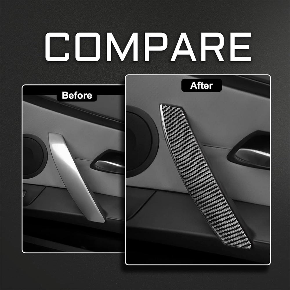 2× Carbon Fiber+Rubber Interior Door Handle Cover Sticker For BMW Z4 E85 2003-08