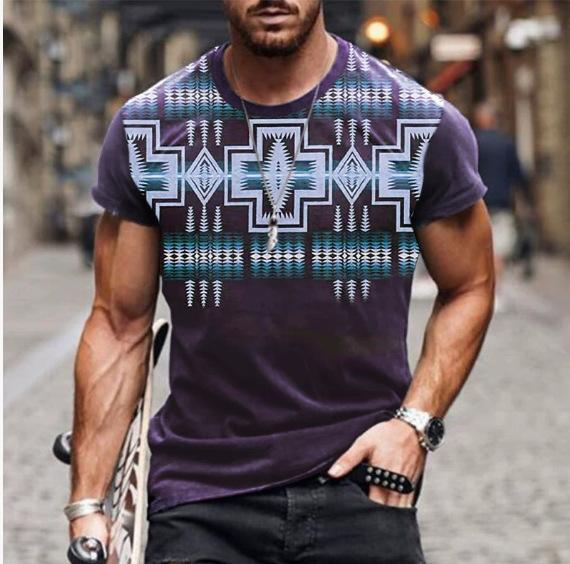 Men's Summer Casual 3D Printing Street Tide High Street Fashion Short Sleeve Sublimation T-Shirt Top