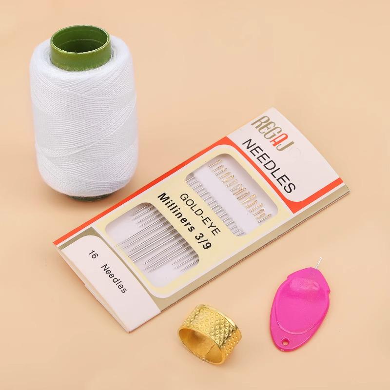 Black & White DIY Sewing Thread and Needle Set for Mending and Handcrafts