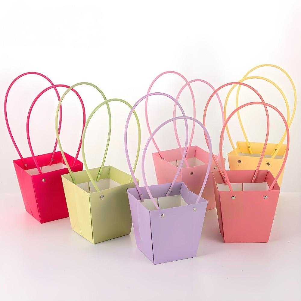 Sacchetto Regalo a Forma di Trapezio Carta Kraft Scatola Regalo Floreale Nuova Scatola Portatile per Fiori Matrimonio Festa
