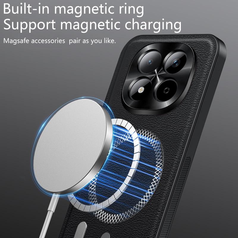 For Redmi Note 15 Pro Case Magnetic Elegant Leather Wear-Resistant Lens Fully Covered Non-Slip Grip Edge Cover Shell