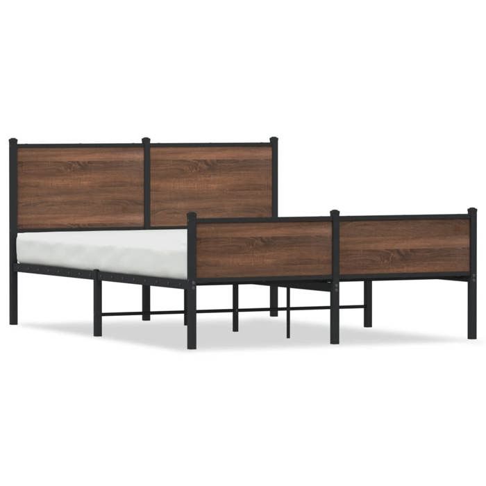 VidaXL Metal Bed Frames with Headboard and Footboard, Double Bed with Slatted Base, Adult Bed, Bedroom Furniture, 4007958