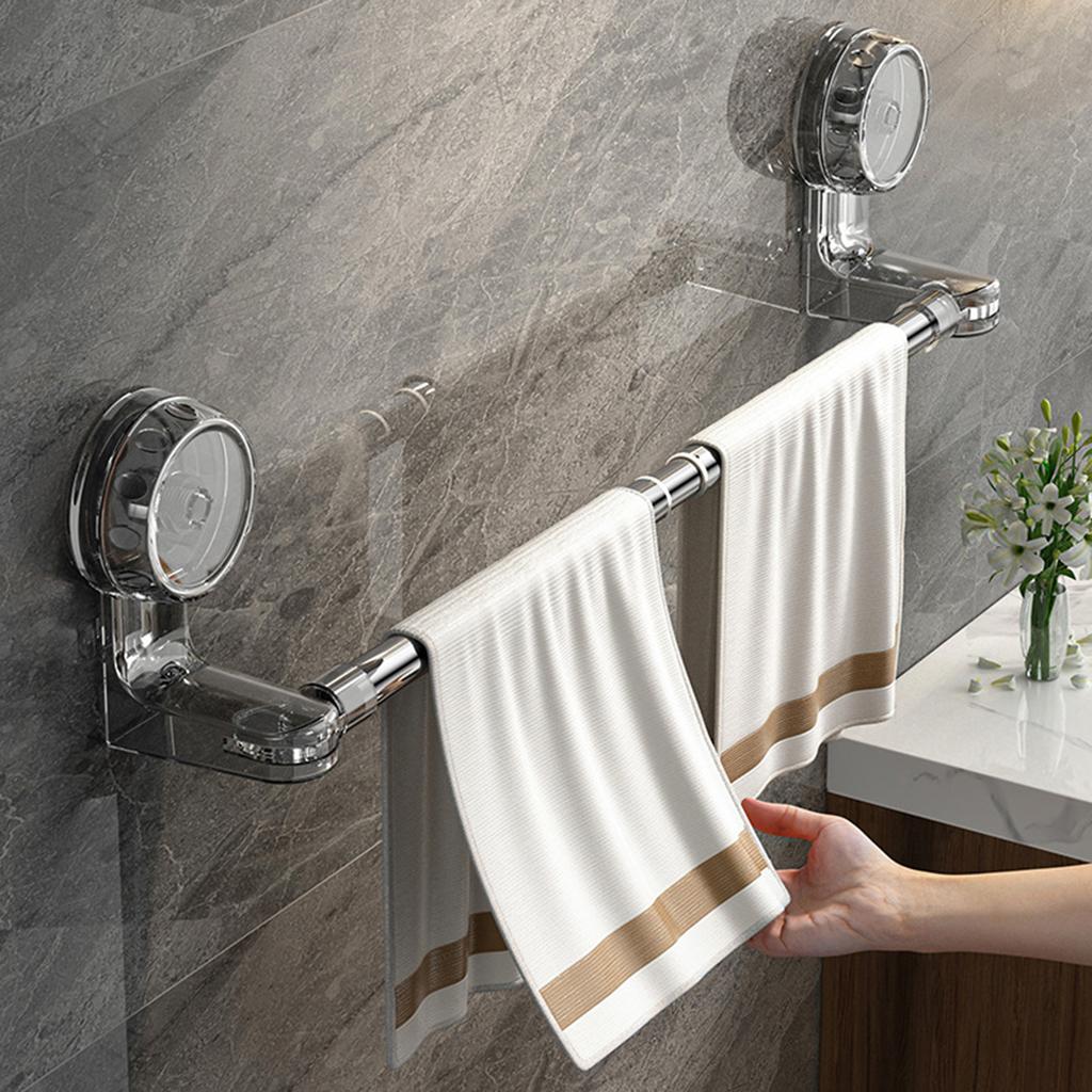 Retractable Suction Cup Towel Bar Bathroom Sturdy Wall Mounted Towel Bar Holders for Shower Bathroom Towl Storage Supplies