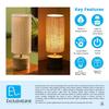 Volta' Mango Wooden Table Lamp for Bedroom (14 Inch, Linen & Wood, Without Bulb, Pack of 1) | CFL/LED Table Lamp
