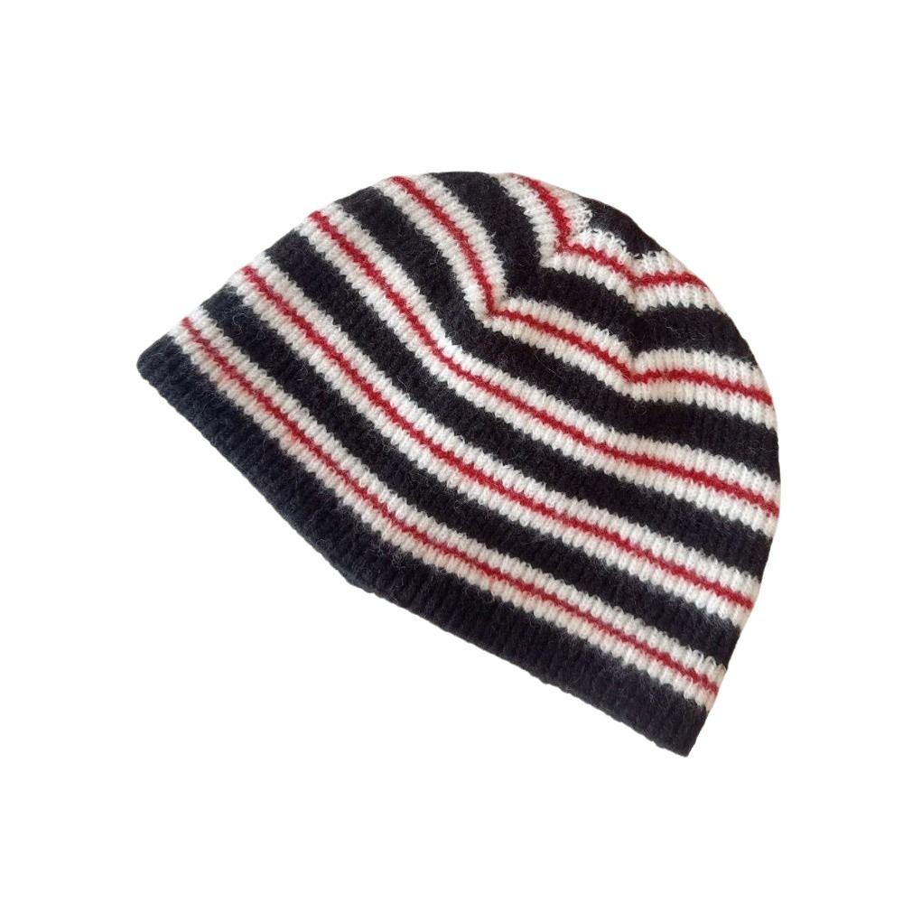 Wool Blend Ribbed Knitted Cap Thick Warm Pullover Hat Fashion Striped Beanie Hat Gift