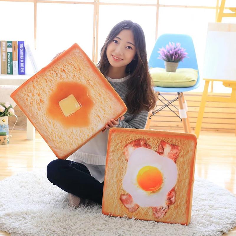 Realistic Plush Toast Slice Cushion Soft Sponge Filled Cat Pet Mat For Comfort