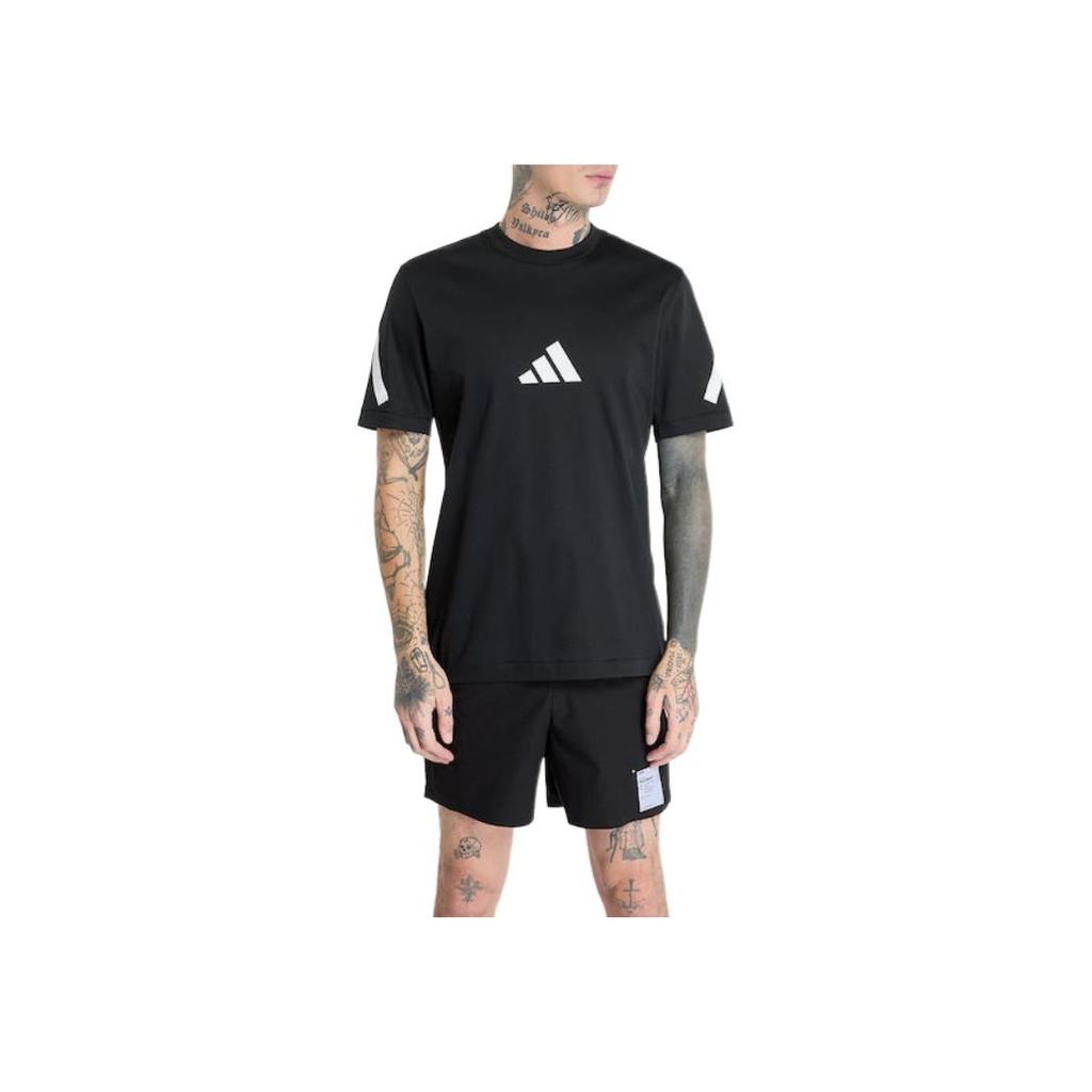 adidas Kurzarm Logo Print Rundhals T-Shirt Herren Oberteile Schwarz JC7920