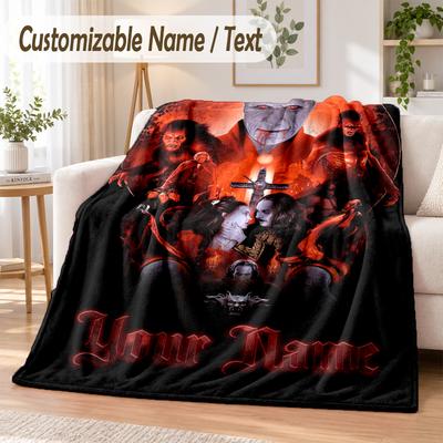 Dracula Custom Name Flannel Throw Blanket Soft Warm for Sofa Bed Indoor Home Use