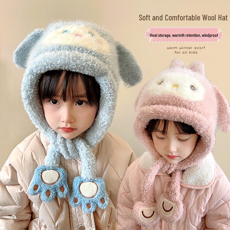 Children's Cartoon Knit Wool Hat with Ear Protection 