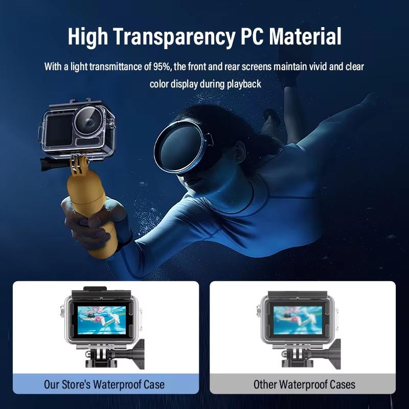 SOONPHO  60M Action Camera Waterproof Cas for DJI Osmo Action4/3/5 Pro Sports Protective Camera Accessories