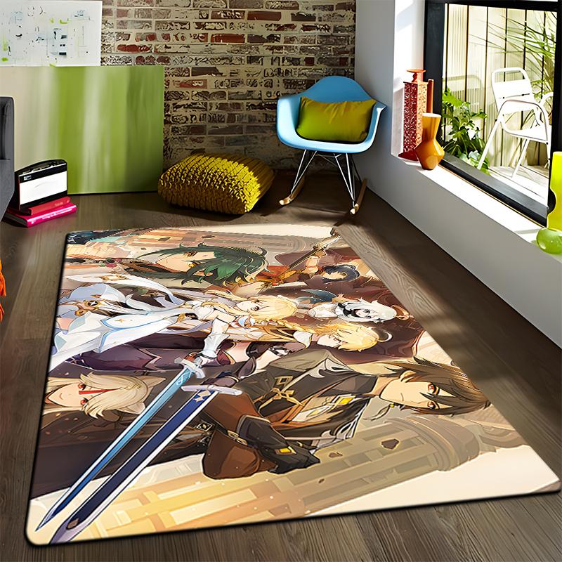 Anime Genshin Carpets Living Room Decoration Bedroom Parlor Tea Table Area Rug Mat Soft Flannel Large Rugs and Baby Gift Carpet