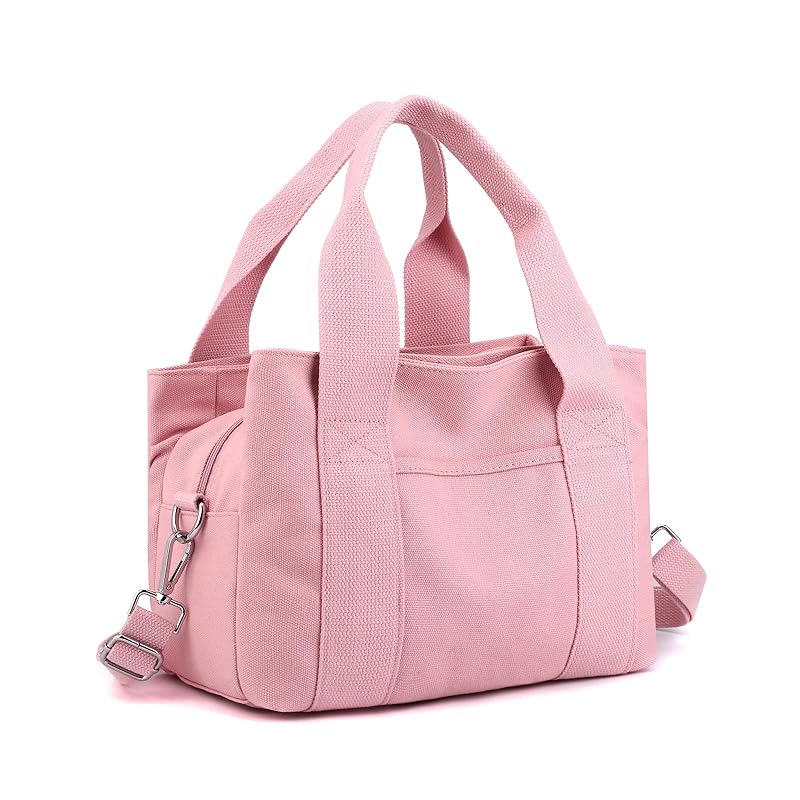 

[Bitcuem] handbag shoulder bag crossbody bag canvas multi pocket storage partition lightweight mini handbag lunch bag mothers bag stroll shopping