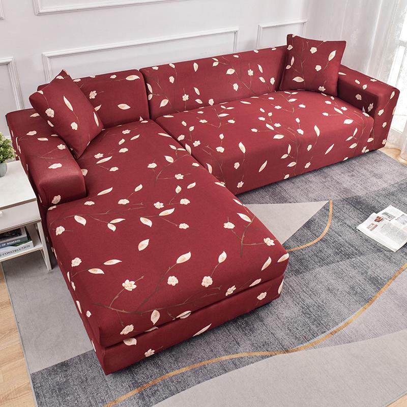 Stretch Sofa Überwurf Sofabezug Spandex Rutschfest, mit elastischem Saum für L-Form Ecksofas, Ideal für Kinder und Haustiere
