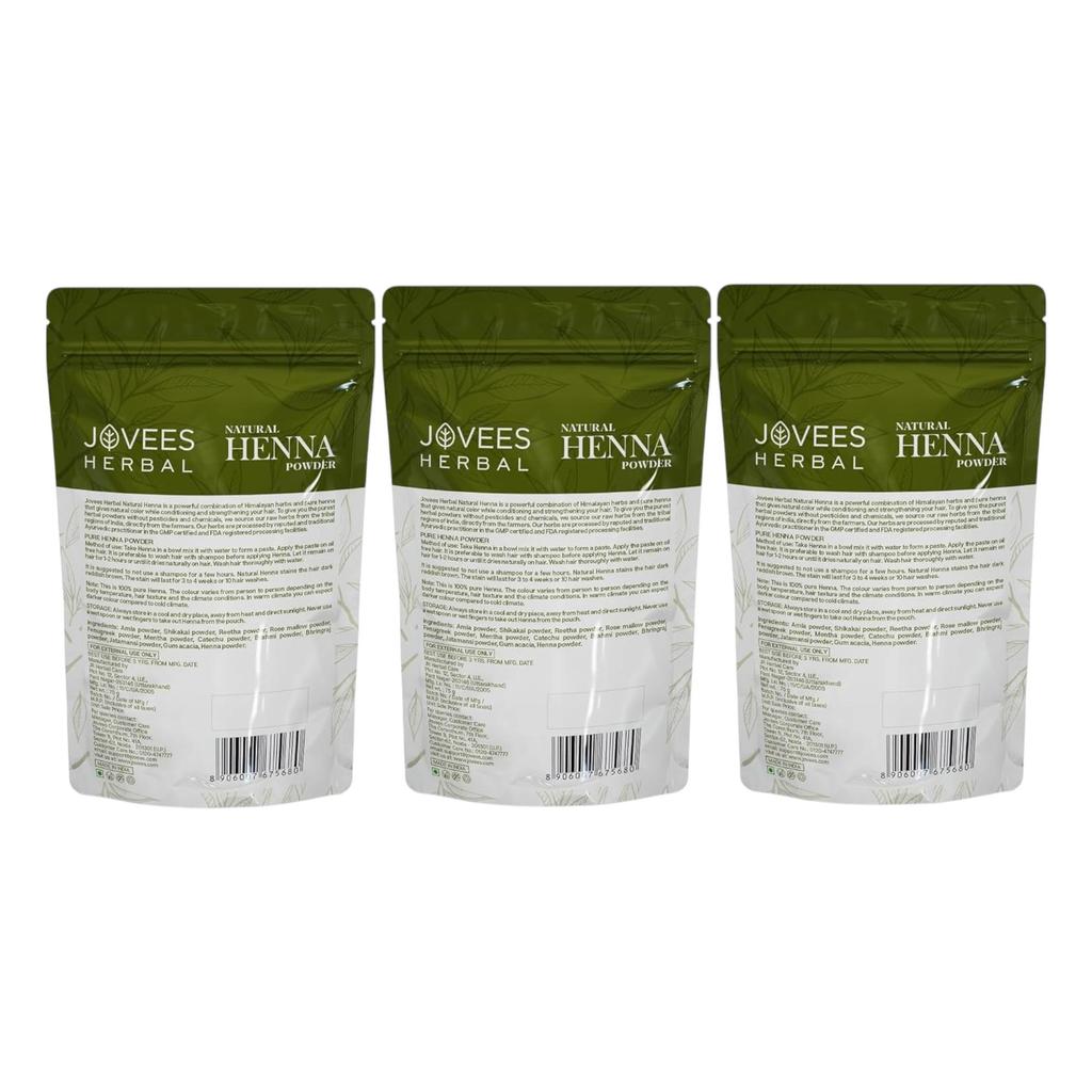 Jovees Herbal Mehandi Henna Powder With Amla Shikakai Brahmi For Hair Conditioning Repair Hair Fall 75G Pack 3
