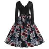 QICED Fashion Spring Autumn Long Sleeve  V-Neck Casual Dresses