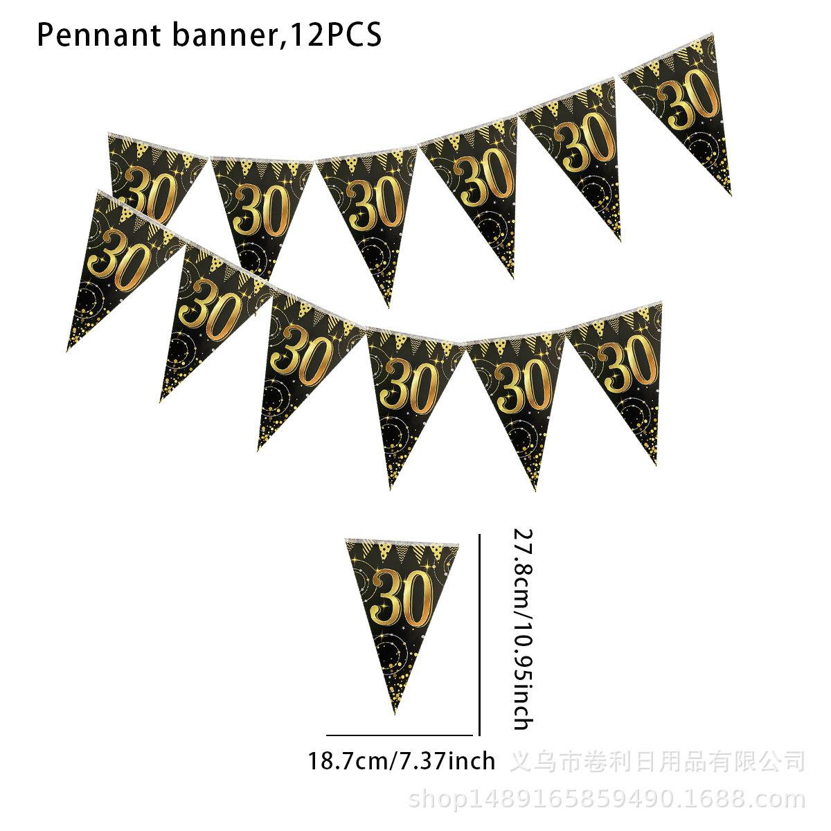 

Black Gold 50 Years Old 60 Years Old Theme Birthday Decoration Party Supplies Arrangement Pennant Banner Digital Decoration 30 Black Gold 12pcs