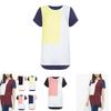 Women's Summer O-neck Loose Short Sleeve Shirt With Leisure Patchwork Design