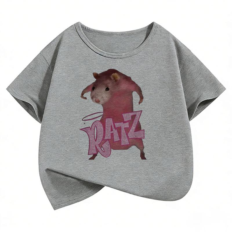 Hip Hop Y2k Mouse Design Printed T Shirts Animal Short Sleeve Kids Children's T-shirt Boys Girls Summer Spring Casual Top Tee
