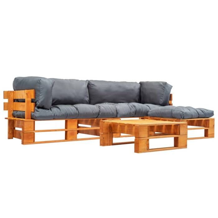 Maison Exclusive - Salon de jardin palette 4 pcs avec coussins gris bois