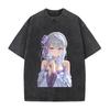 Re ZERO Starting Life In Another World Emilia Printed Tee Men Women Washed Cotton T-shirts Retro T Shirt Harajuku Unisex Tshirt