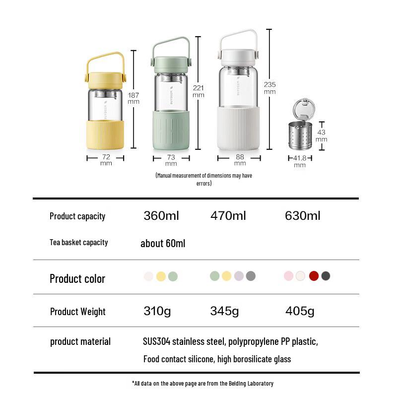 Buydeem Portable Glass Tea Infuser Bottle