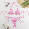 2025 New Multi-Color Print Backless Lace-Up Sexy Split Bikini Swimsuit for Women