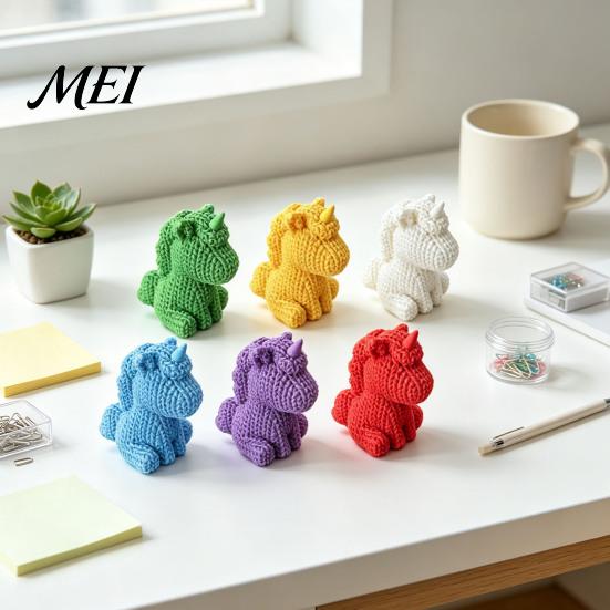 Compact Desktop Figurines 3D Printed Unicorn Figurine with Knitted Texture, Cute Modern Storage Rack Accents Animal Statue, Creative Ornament for Home