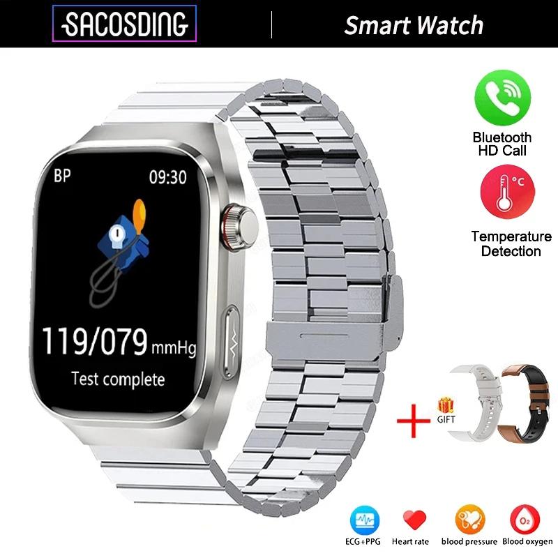 SACOSDING Smartwatch ECG+PPG Połączenie Bluetooth 2,04” HD Tętno Tlen we Krwi Ciśnienie Krwi Temperatura Ciała Sport Fitness Smartwatch