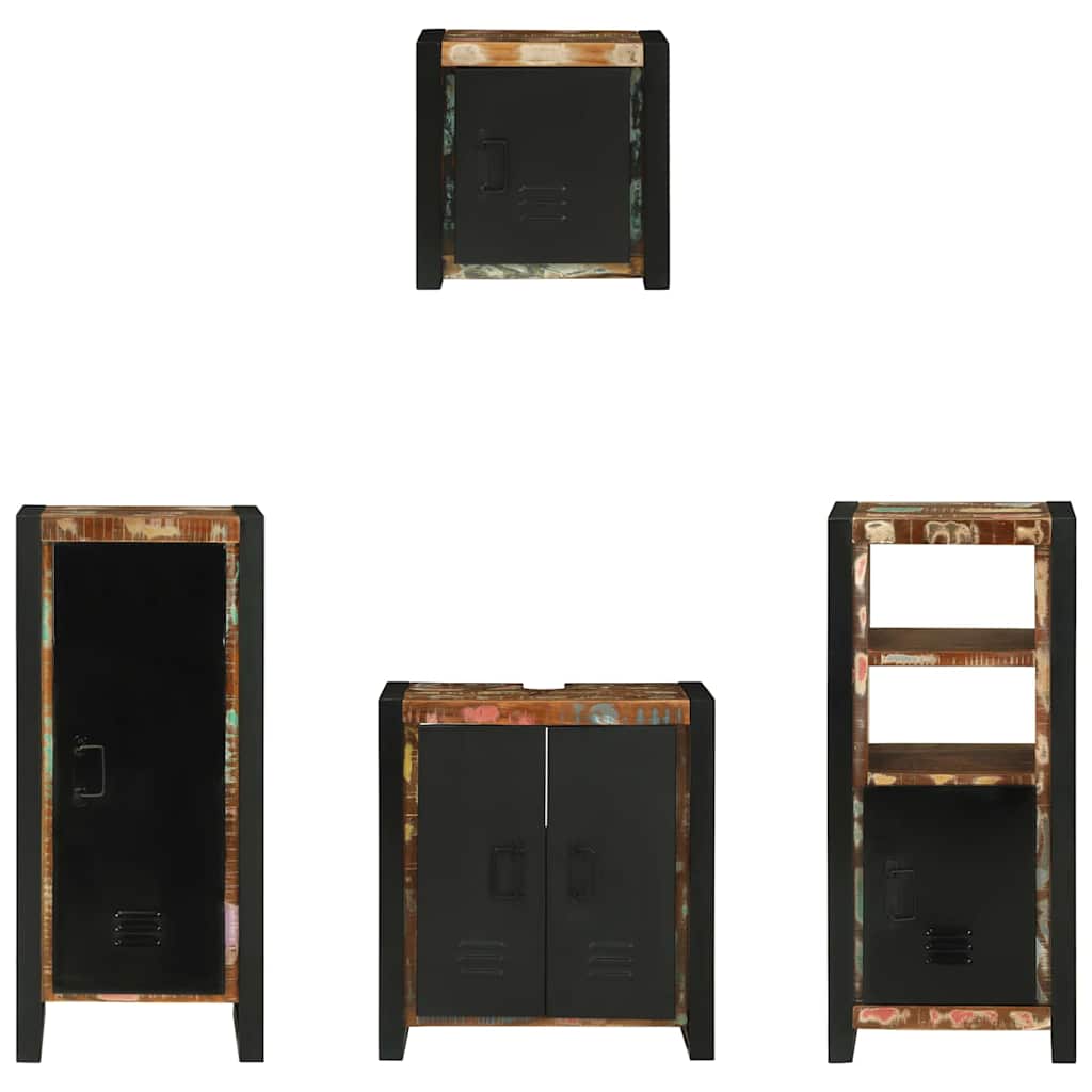 Bathroom Furniture Set with Shelf 4 pcs Solid Upcycled Wood