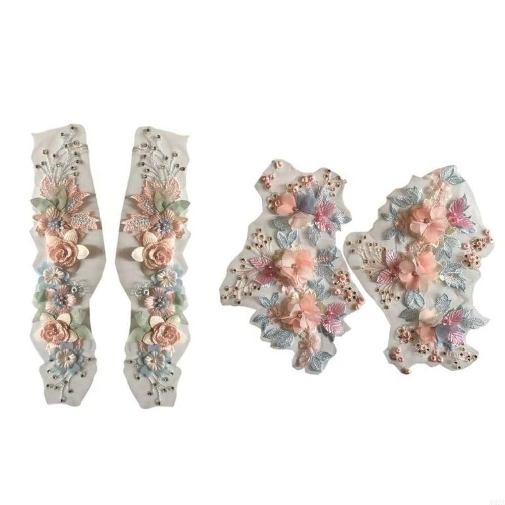 Exquisite 3D Flowers Imitation Patch DIY Lace Collar Embroidery Patch Clothes Applique Accessories Sewing Trim Decoration