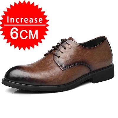 Mode Flache /6cm Retro Rindspaltleder Aufzug Schuhe Mann Formale Hochzeit Business Schuhe Männer Unsichtbare Höhe Erhöhen Aufzug Schuhe
