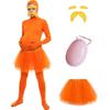 Adult and Kids Costume Set with Bodysuit, Beard, Eyebrows, Tulle Skirt and Fake