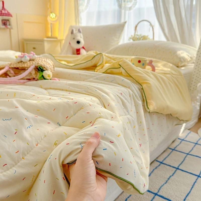 Summer Quilt Comforter Printed Thin Quilt for Home Decor Soft Cotton Breathable Air Conditioner Quilts Home Decor Soft Cotton Quilts