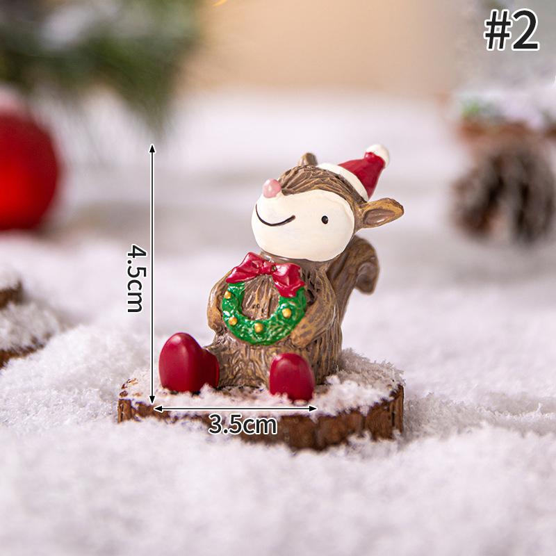 Miniature Santa Claus Elk Snowman Cute Animal Resin Micro Christmas Tree Ornaments Desktop Decoration Crafts Xmas Gifts
