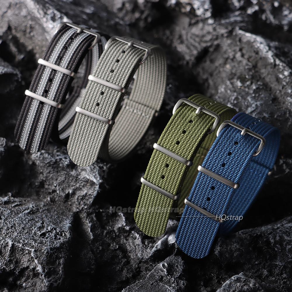 Quality Nylon Watch Strap for Smartwatch Silver Ring Buckle 18mm 19mm 20mm 22mm Man Women Ribbed Braid Replace Watch Accessories