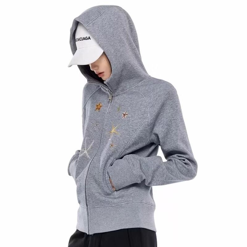 

Женский кардиган на молнии с капюшоном и принтом морской звезды ICH MODE, приталенный