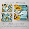Sunflowers Skulls Woodgrain Bedding Duvet Cover Sets Duvet Covers Pillowcases Gifts (1 * Duvet Cover 2 * Pillowcases, Without Duvet Insert)