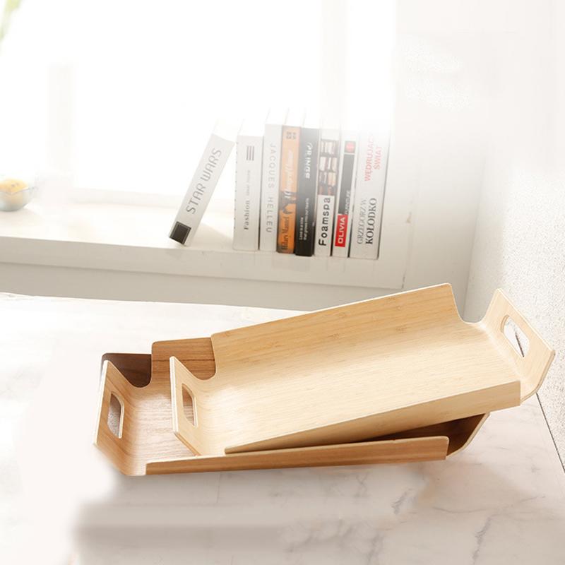 AT21-Bread Tray Storage Organizer Wooden Serving Tray Wood Tea Plate Food Dish Platter Plate Dinner Fruit Cake