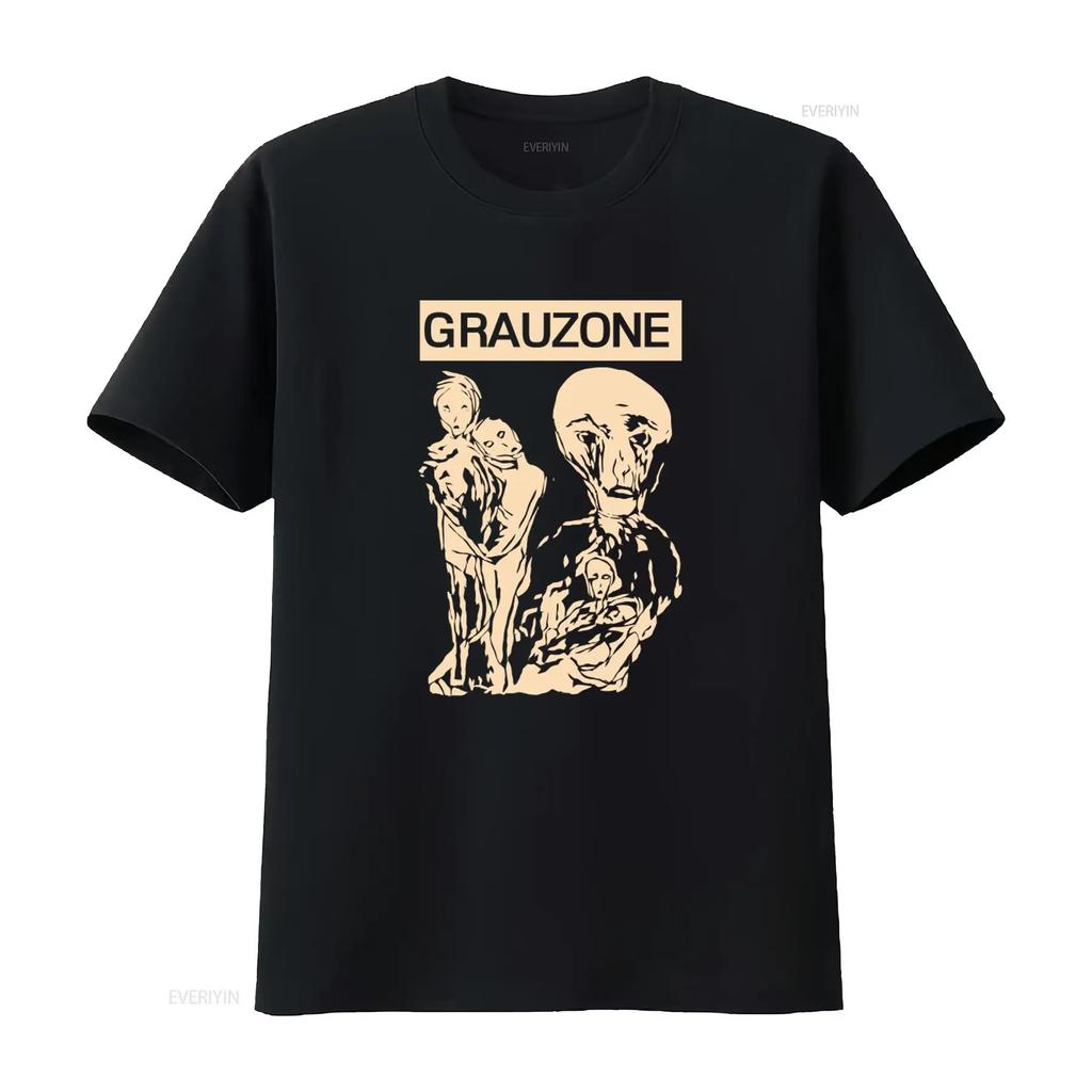 Grauzone Band Vintage Art Print Cotton T Shirt Retro Style Black Sizes S 4XL vintage Washed Top For Everyday Wear streetwear