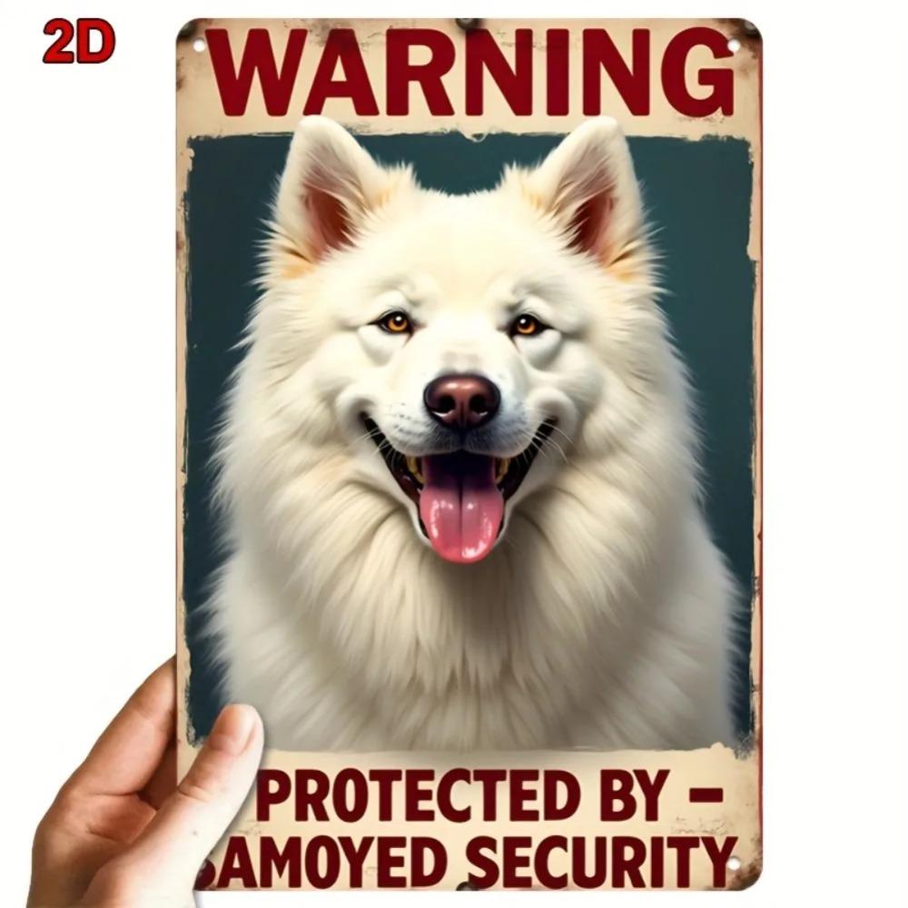 Retro Samoyed Metal Sign "Emoyed Security Protection" Humorous Decor