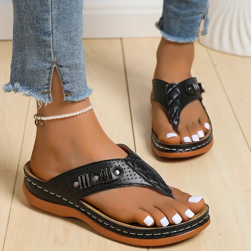 Fashion 2024 New Summer Slipper Non-Slip Cool Flip Flops Comfy Orthopedic Sandals Beach Slippers Peep Toe Sandalias for Woman Slides