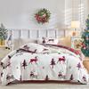 Sady povlaků na přikrývku King Size s vánočním potiskem sobů - Měkké mikrovlákno Červené Sady ložního prádla King Size Vánoční ložní prádlo 230x220 cm